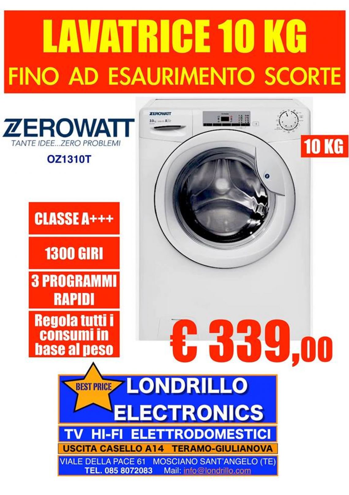 Lavatrice maxi carico 10 Kg zerowatt