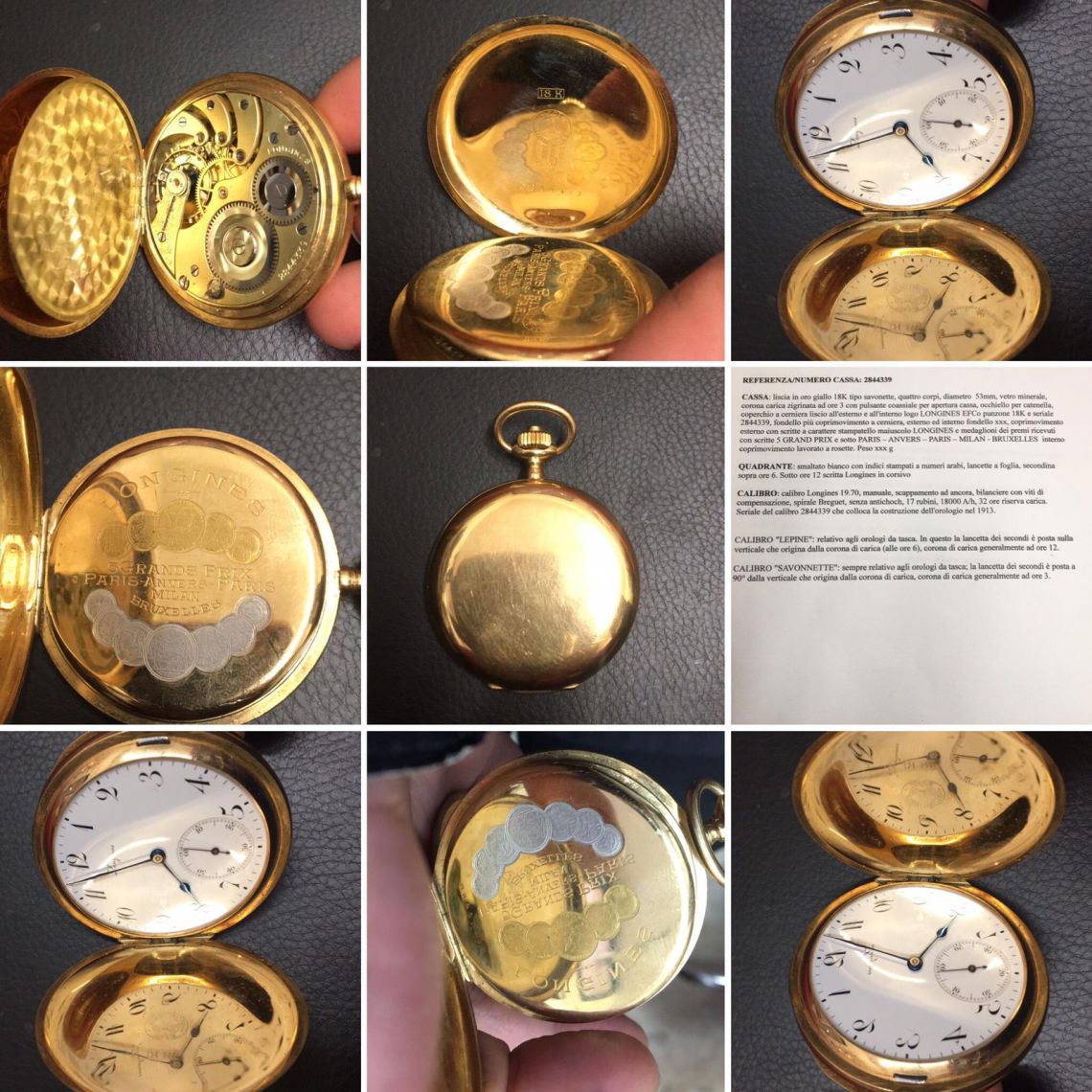 Longines tasca oro 5 grands prix 1913