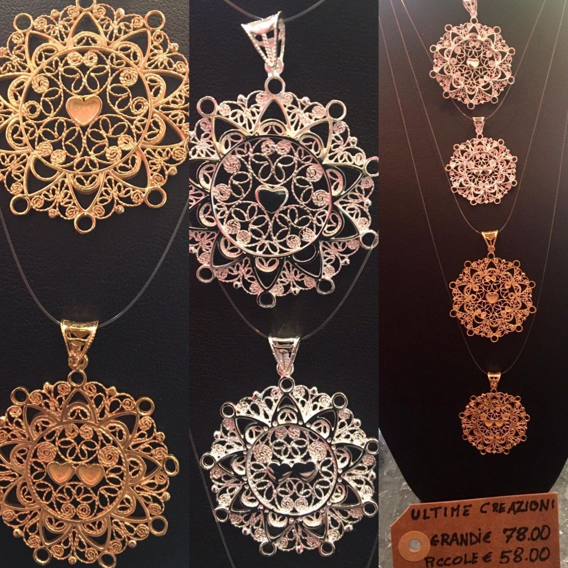 Creazione a mano di "Presentose in argento e bagnato oro"