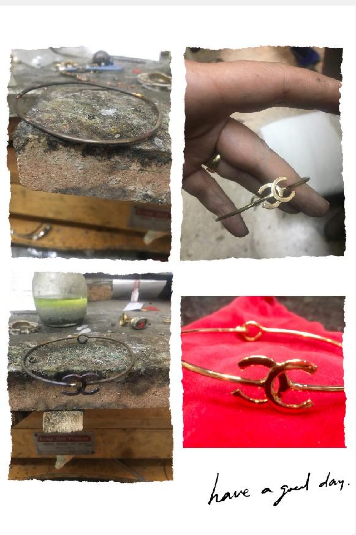 Bracciale in oro e argento realizzato a mano 