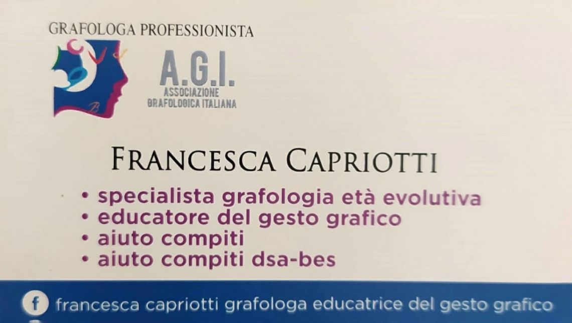 Dott.ssa Francesca Capriotti - Grafologa - Educatrice Pedagogista del gesto grafico