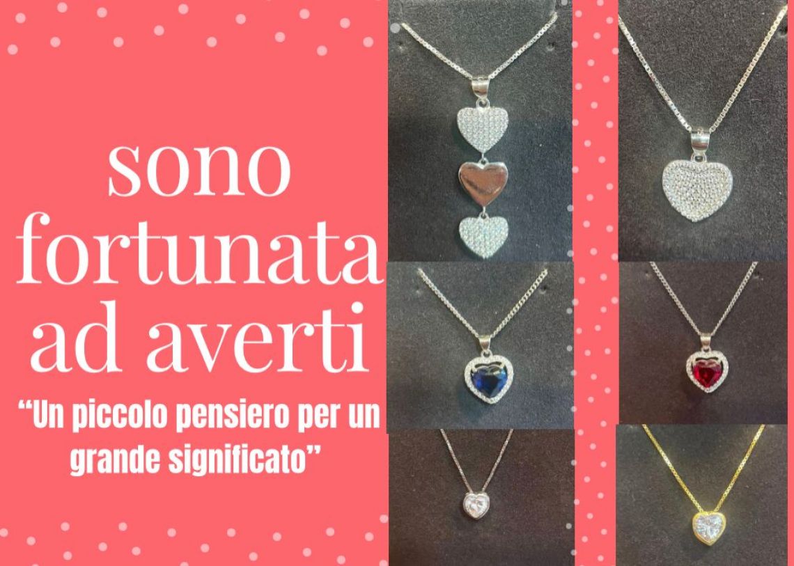 Ciondoli a forma di cuore in argento e zirconi