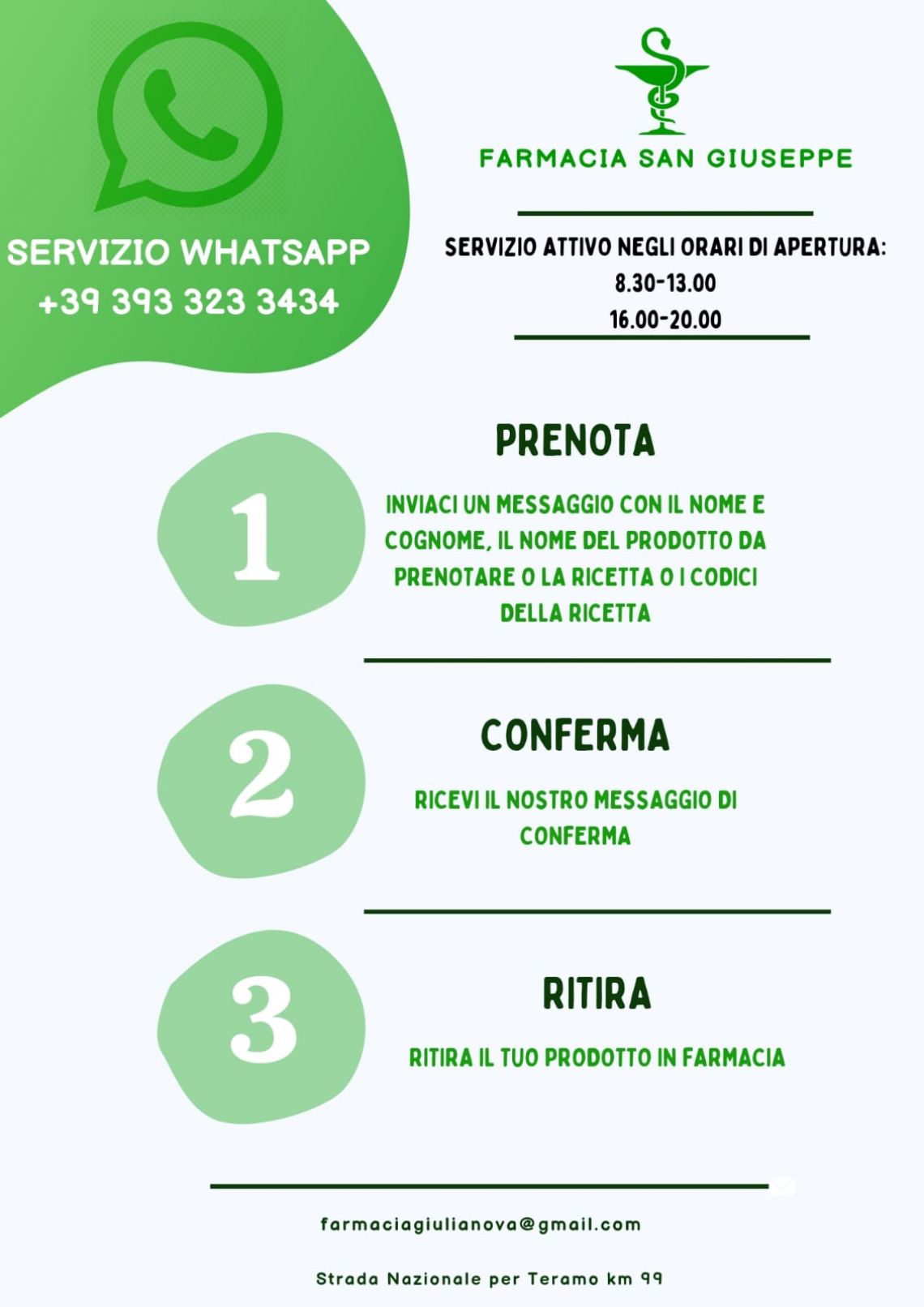Servizio WhatsApp nella farmacia San Giuseppe